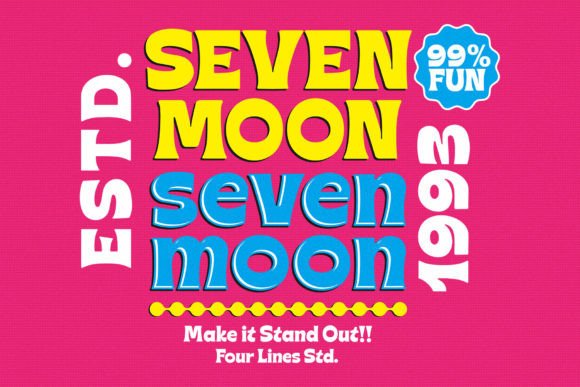 Introducing Seven Moon: A Retro-Inspired Font with Bold and Cheerful Charm